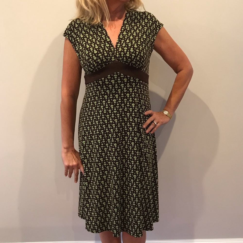 London Times Green and Brown Dress